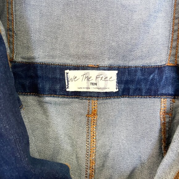 We the Free CRVY Dark Wash Denim Short Sleeve Zip Up Flare Jumpsuit - Picture 4 of 8